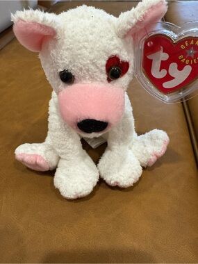 Ty Beanie Babies Cupid -White & Pink Plush Dog - Collectible Stuffed Toy